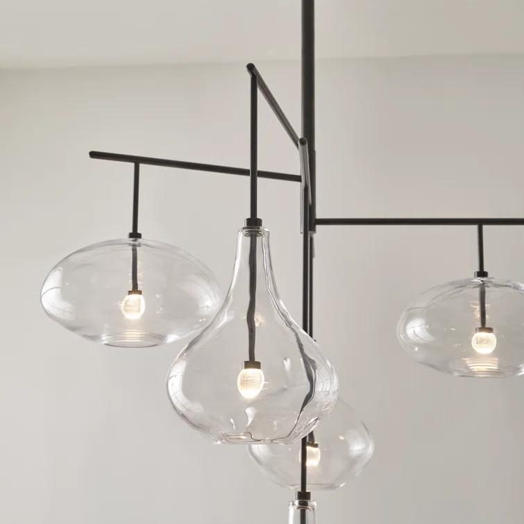 Gunmetal and Clear Glass 5-Light LED Chandelier