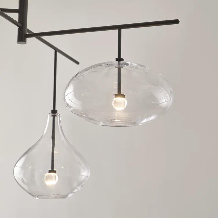 Gunmetal and Clear Glass 5-Light LED Chandelier