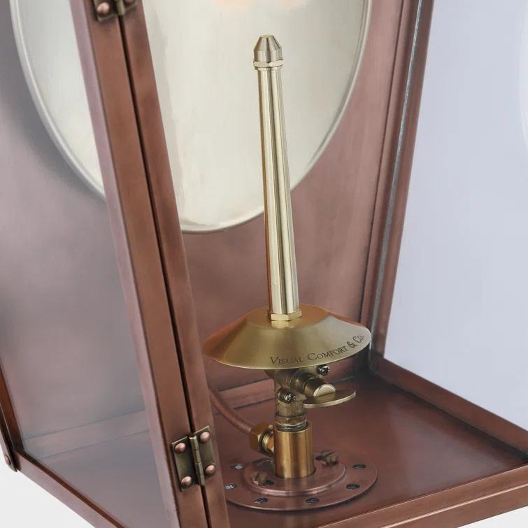 Stratford Copper Lantern-Style Outdoor Wall Sconce with Clear Glass