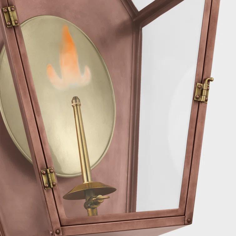 Stratford Copper Lantern-Style Outdoor Wall Sconce with Clear Glass