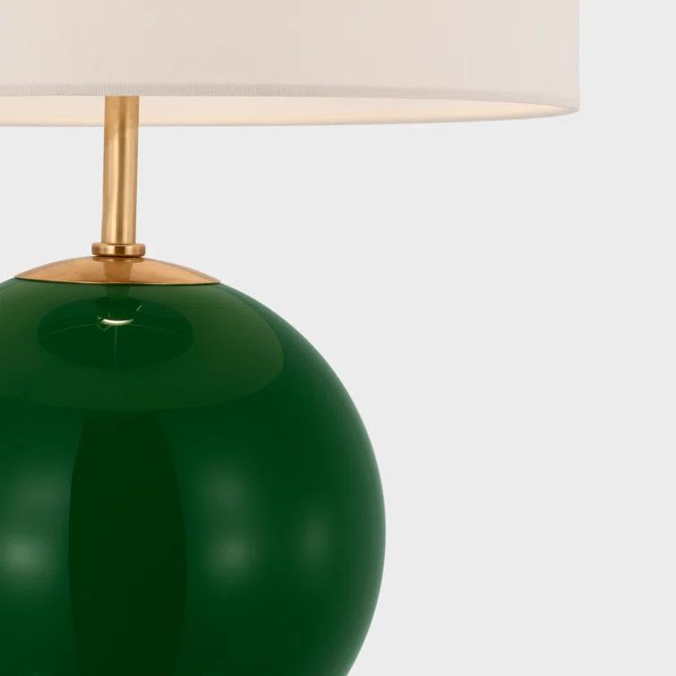 Elsie Green Glass Globe Table Lamp with Linen Shade