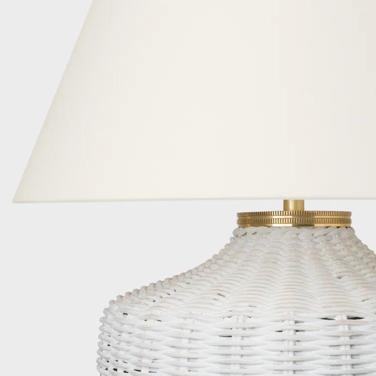 Evie Adjustable White Wicker Outdoor Table Lamp