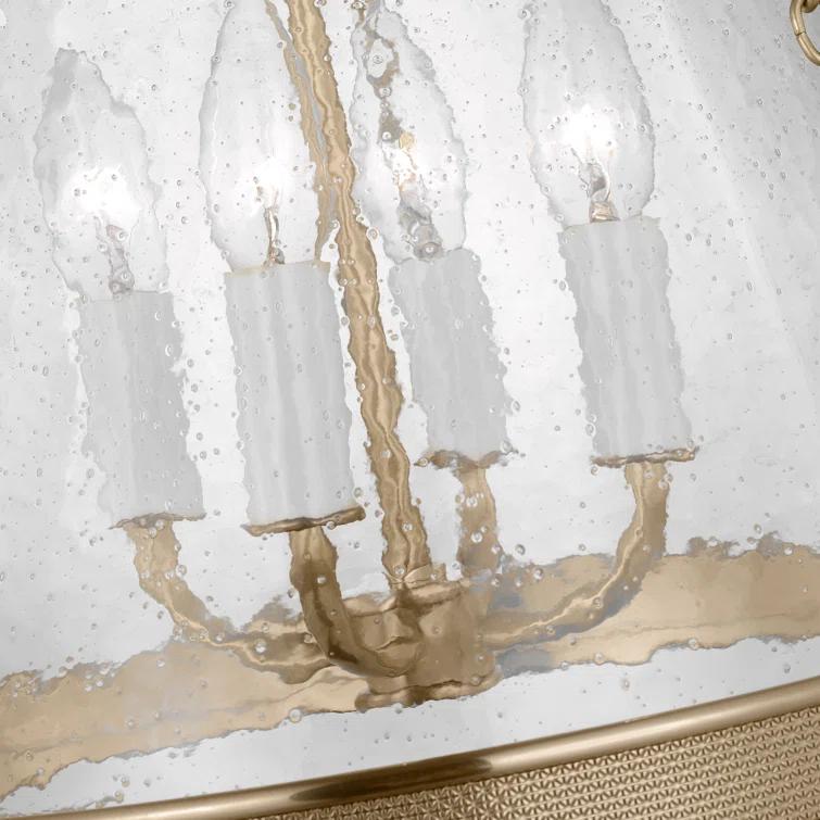 Soft Brass Glass Drum LED Pendant Light