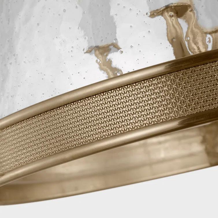 Soft Brass Glass Drum LED Pendant Light