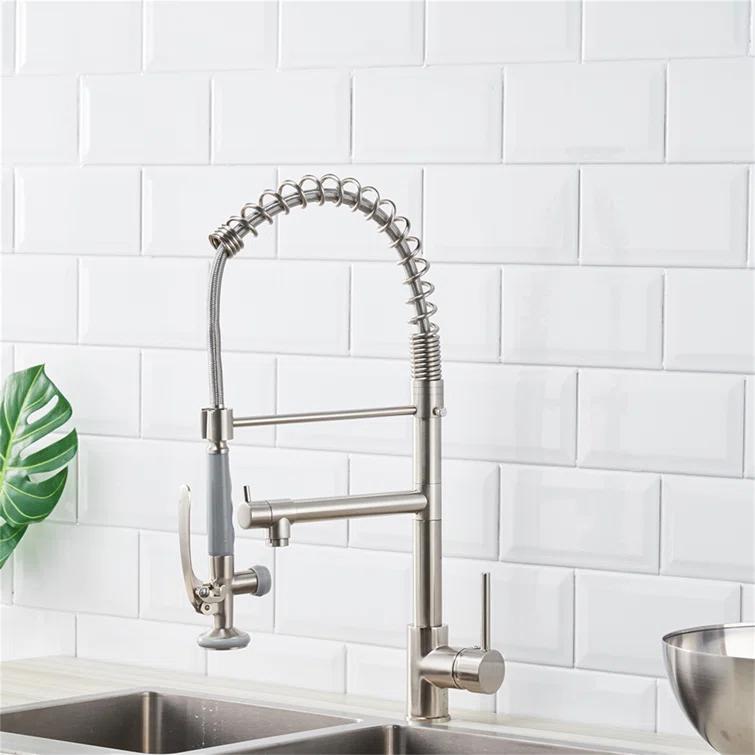 LOONGFIELD ASTARQ-W1932P172291 Kitchen Faucet Pull Down Sprayer Brushed Nickel,Single Handle Kitchen Sink Faucet