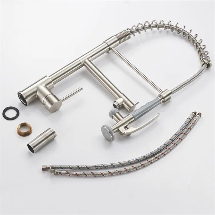 LOONGFIELD ASTARQ-W1932P172291 Kitchen Faucet Pull Down Sprayer Brushed Nickel,Single Handle Kitchen Sink Faucet