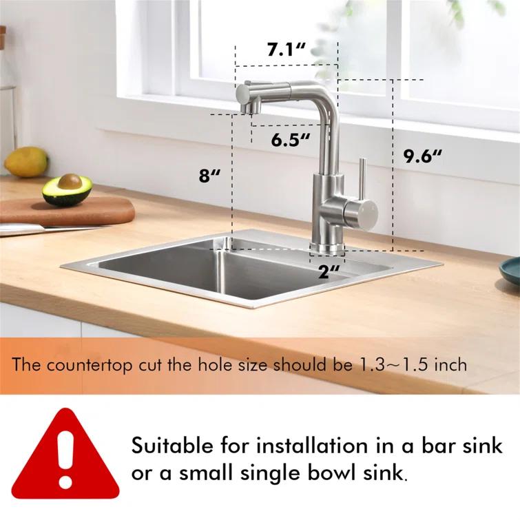 LOONGFIELD Sink Faucet, Kitchen Faucets With Pull Down Sprayer, Bathroom Sink Faucets Mini Bar Prep Faucet ASTARQ-W1932P171710