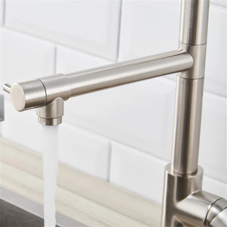 LOONGFIELD ASTARQ-W1932P172291 Kitchen Faucet Pull Down Sprayer Brushed Nickel,Single Handle Kitchen Sink Faucet