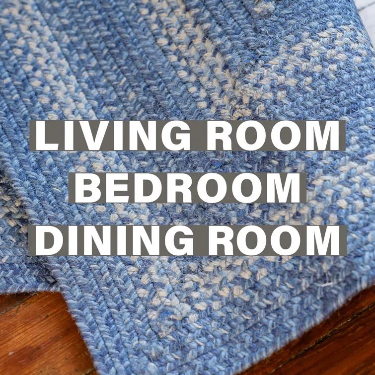 Damell Braided Non-Shedding Reversible Jute Blue Rug