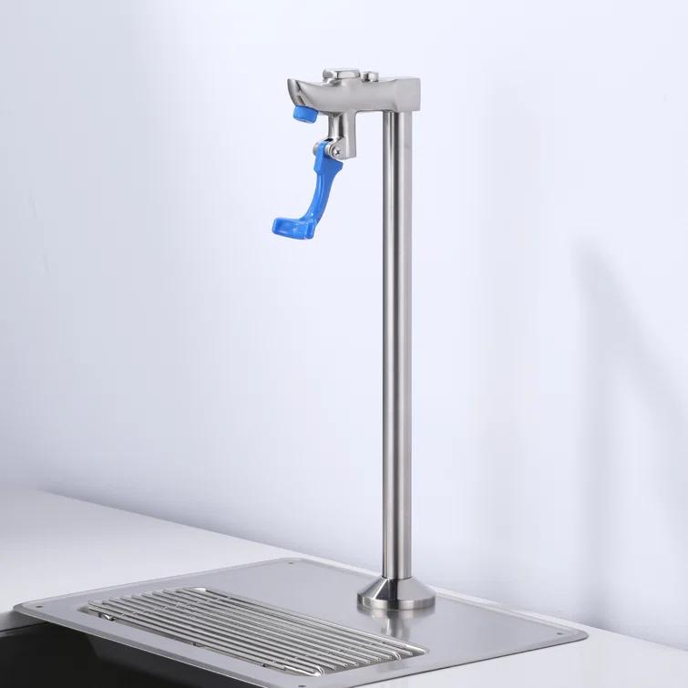 13.8 In. Commercial Deck Mounted Pot Filler Faucet, Glass Filling Station With Male Shank Pedestal In Brushed Nickel