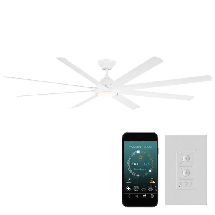Modern Forms Hydra 8 - Blade Outdoor LED Smart Standard Ceiling Fan with Wall Control and Light Kit Included, Works With Alexa and iOS or Android App