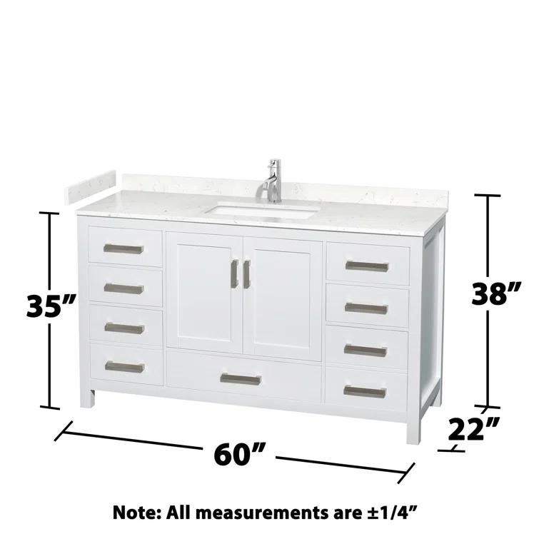 Wyndham Collection Sheffield 60" Freestanding Single Bathroom Vanity with Cultured Marble Top