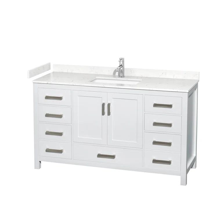 Wyndham Collection Sheffield 60" Freestanding Single Bathroom Vanity with Cultured Marble Top