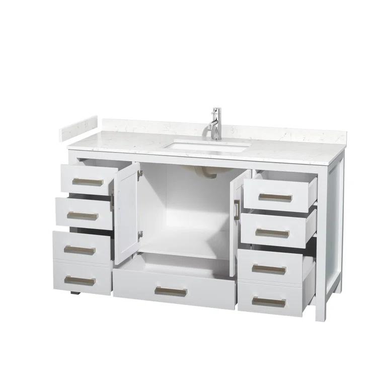 Wyndham Collection Sheffield 60" Freestanding Single Bathroom Vanity with Cultured Marble Top