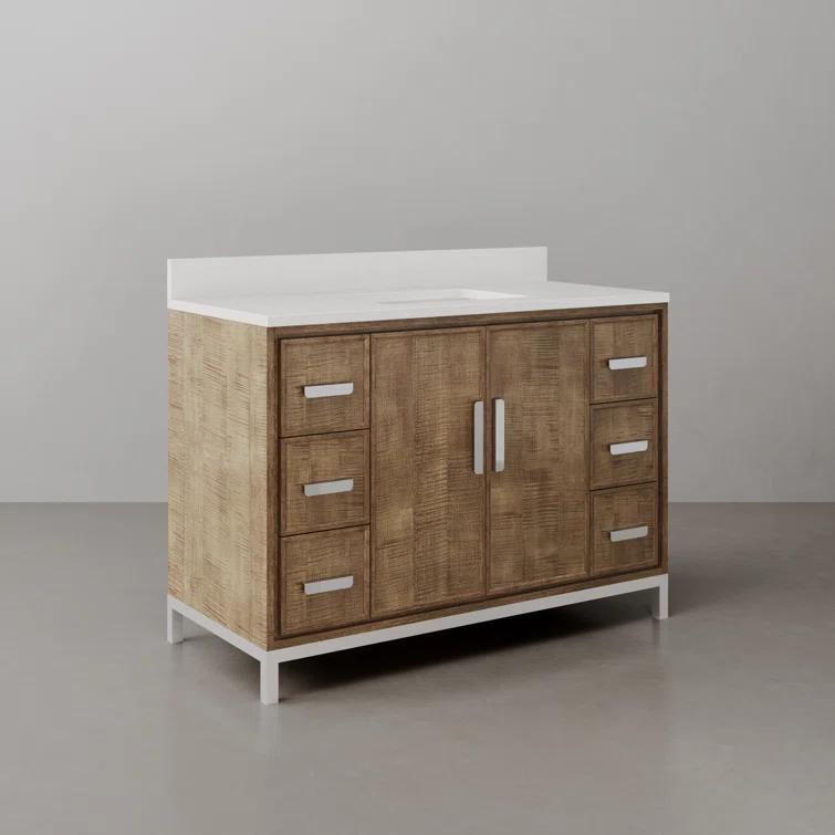 Westin 48" Lustrous Walnut Freestanding Single Bathroom Vanity with Quartz Top