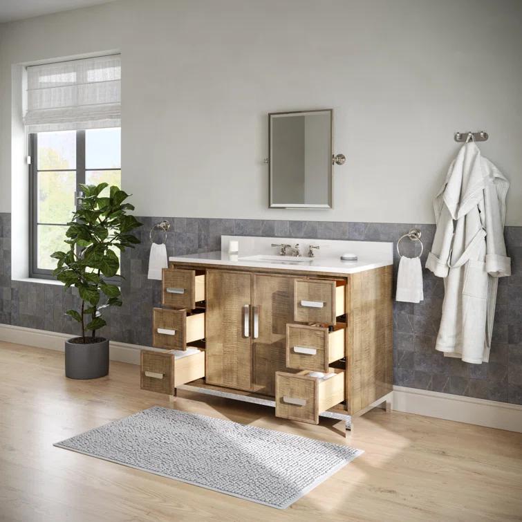 Westin 48" Lustrous Walnut Freestanding Single Bathroom Vanity with Quartz Top
