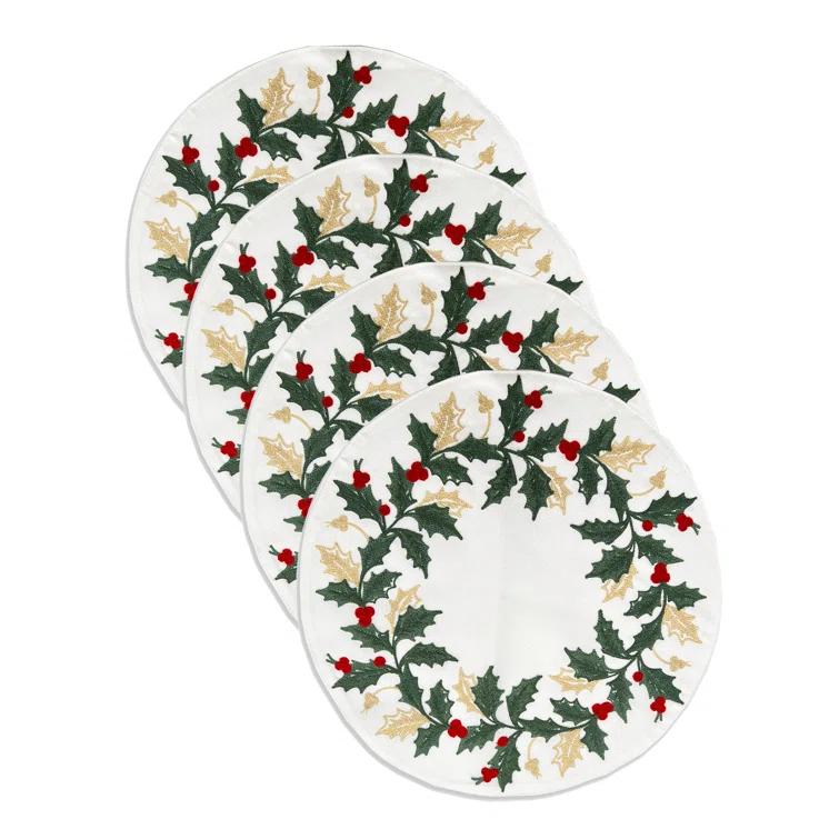 Lenox Lenox Holiday Embroidered Placemat 4 Pack Set (Set of 4)