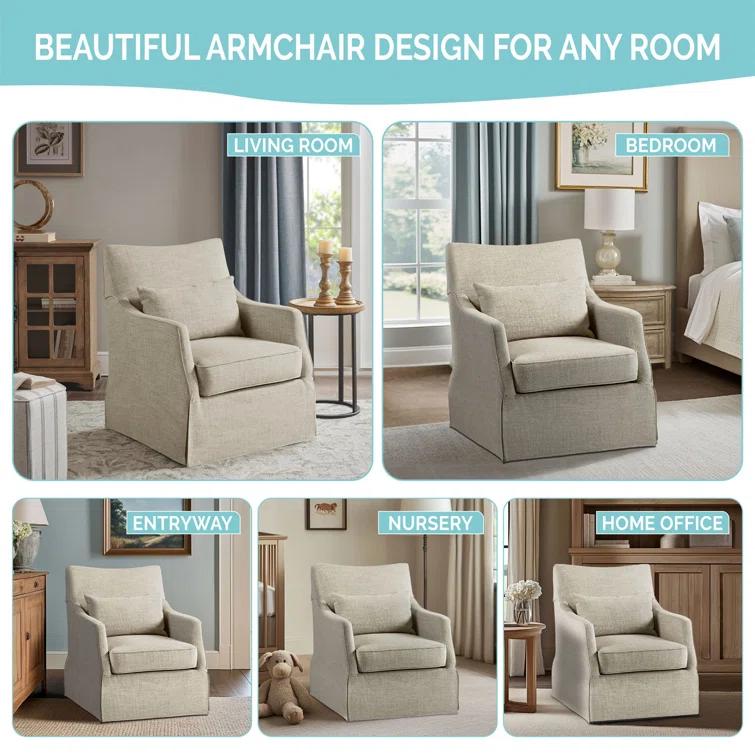 Martha Stewart London 360°Swivel Armchair with Lumbar Pillow