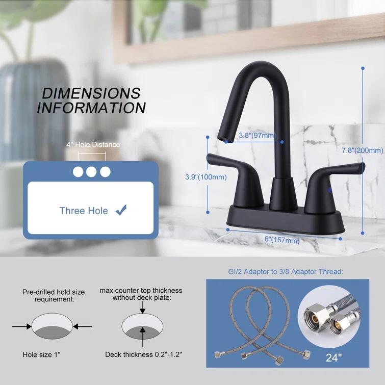 Centerset 2-handle Bathroom Faucet with Drain Assembly
