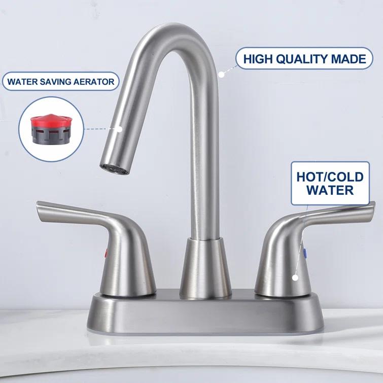 Centerset 2-handle Bathroom Faucet with Drain Assembly
