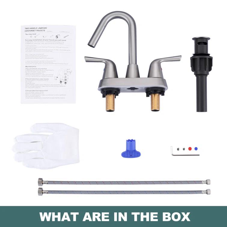 Centerset 2-handle Bathroom Faucet with Drain Assembly