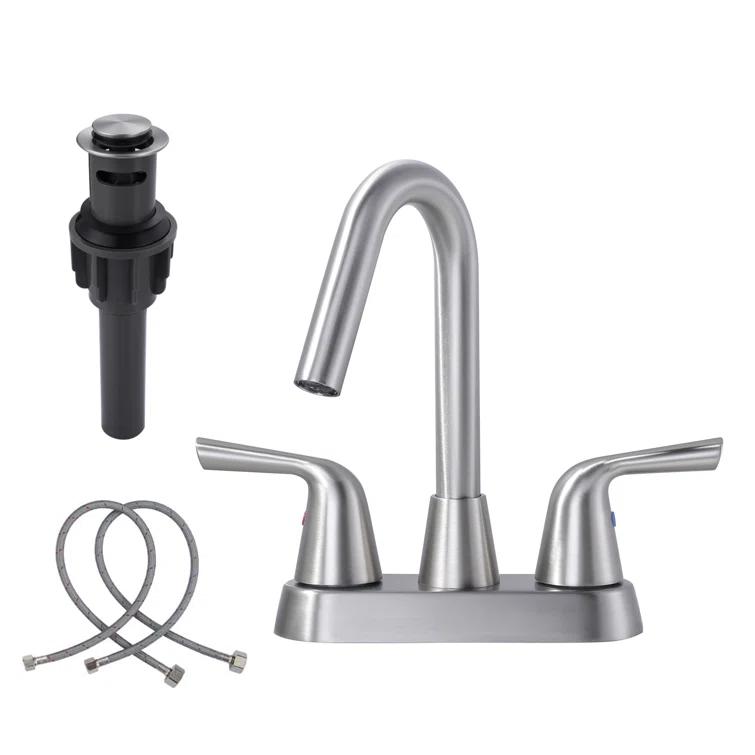 Centerset 2-handle Bathroom Faucet with Drain Assembly