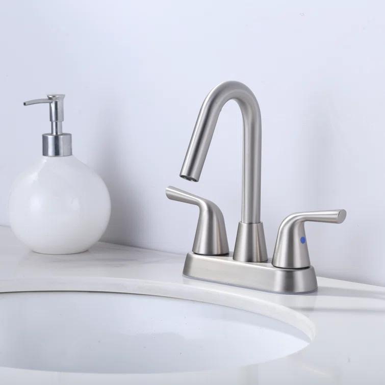 Centerset 2-handle Bathroom Faucet with Drain Assembly