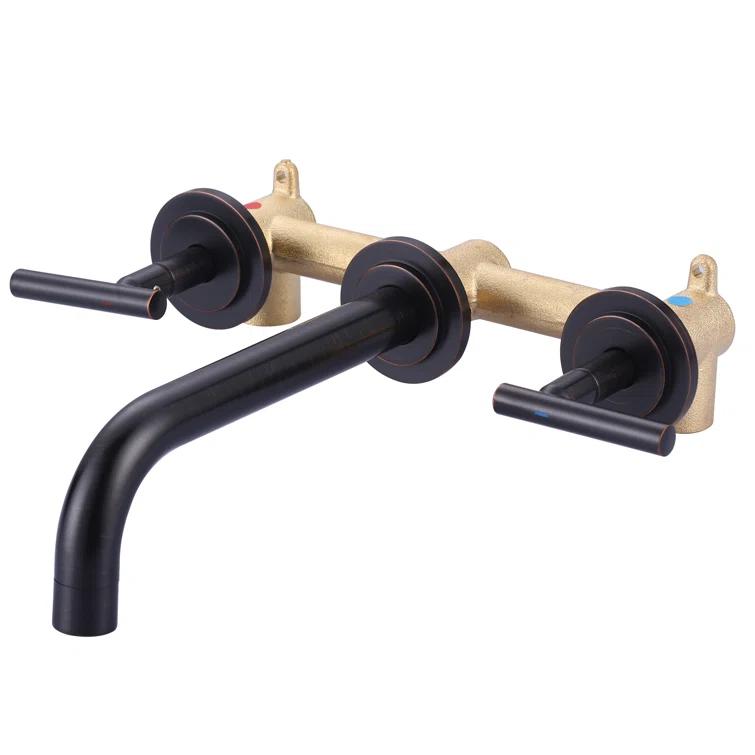 2-Handle 2-Hole Wall Mounted Bathroon Sink Faucet In Spot Resist (Valve Included)