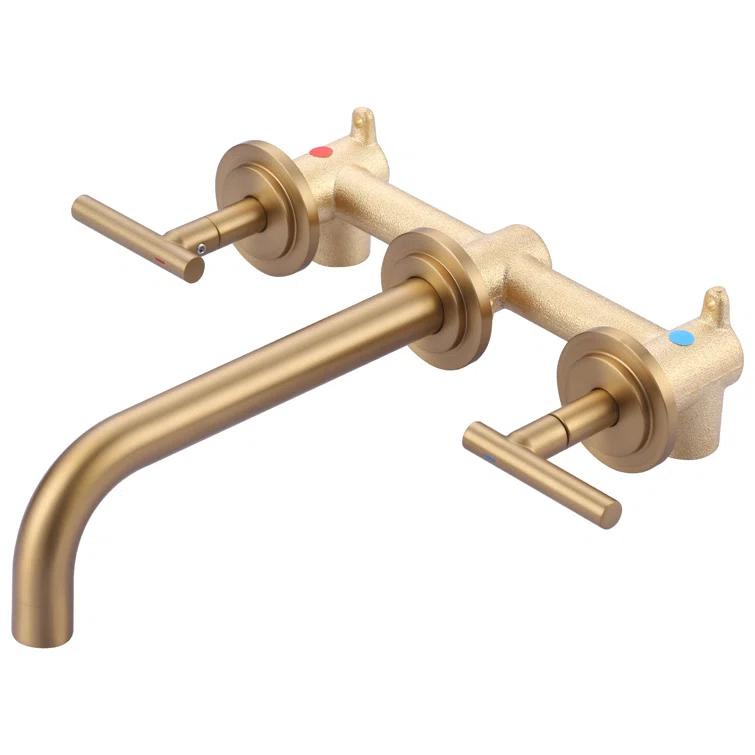 2-Handle 2-Hole Wall Mounted Bathroon Sink Faucet In Spot Resist (Valve Included)