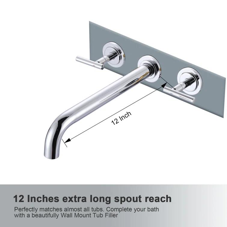 2-Handle 3-Hole Wall Mounted Roman Tub Faucet With 360° Swivel Spout