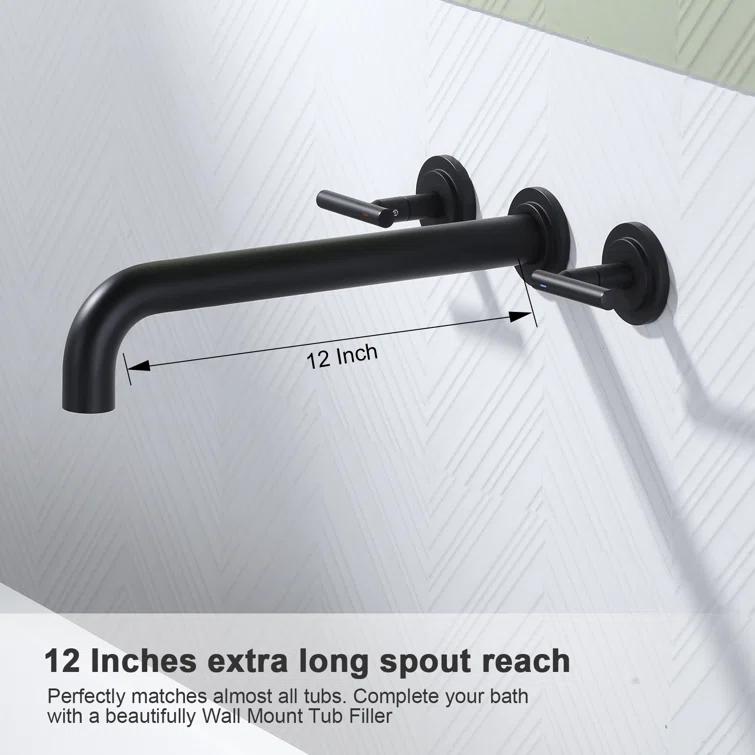 2-Handle 3-Hole Wall Mounted Roman Tub Faucet With 360° Swivel Spout