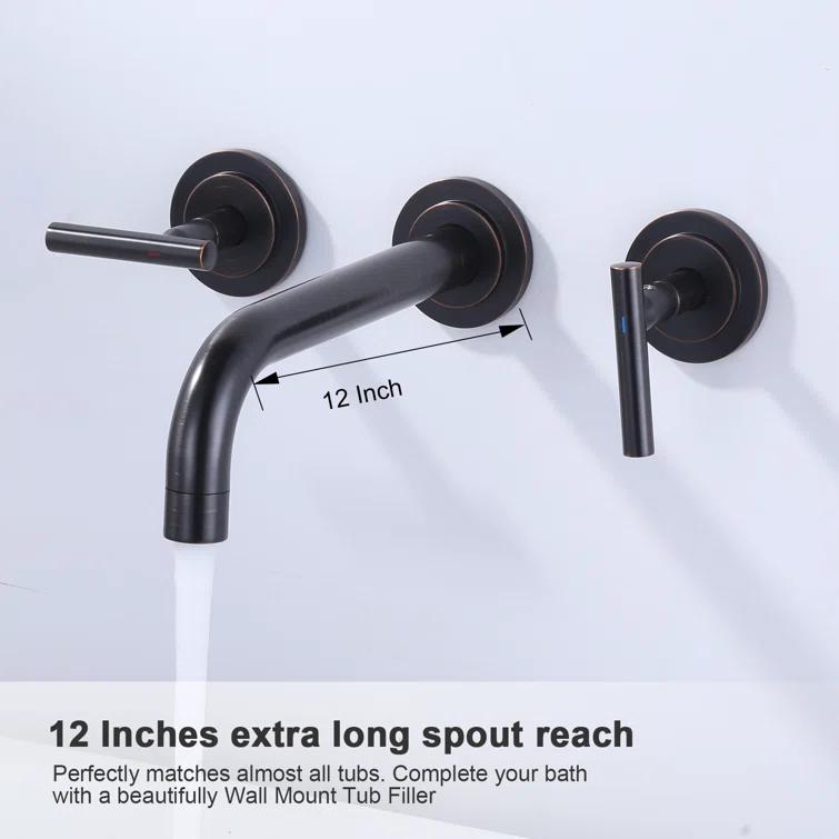 2-Handle 2-Hole Wall Mounted Bathroon Sink Faucet In Spot Resist (Valve Included)