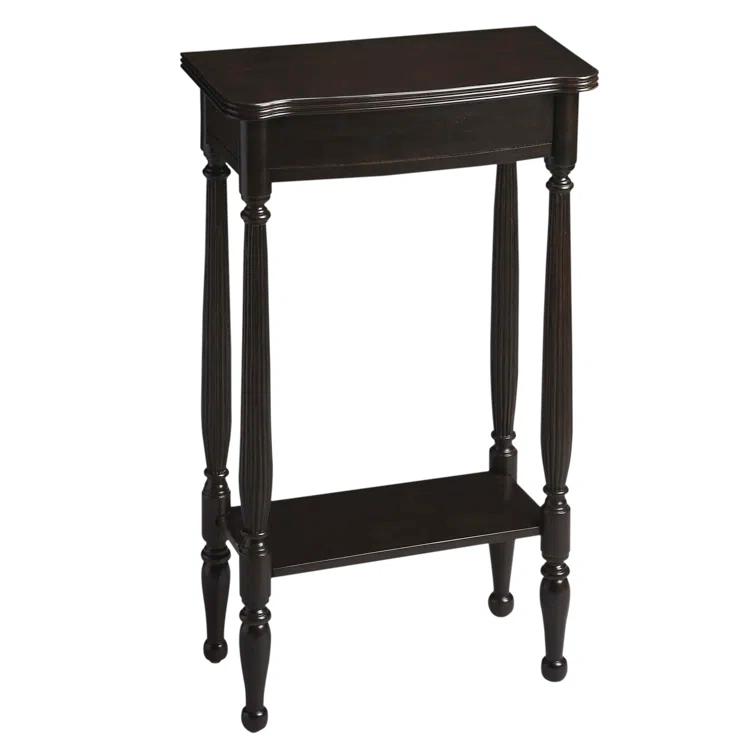 Whitney Rubbed Black Wood Console Table with Storage