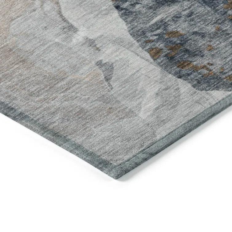 Machine Washable Indoor/Outdoor Cinead ACN1686 Gray Rug