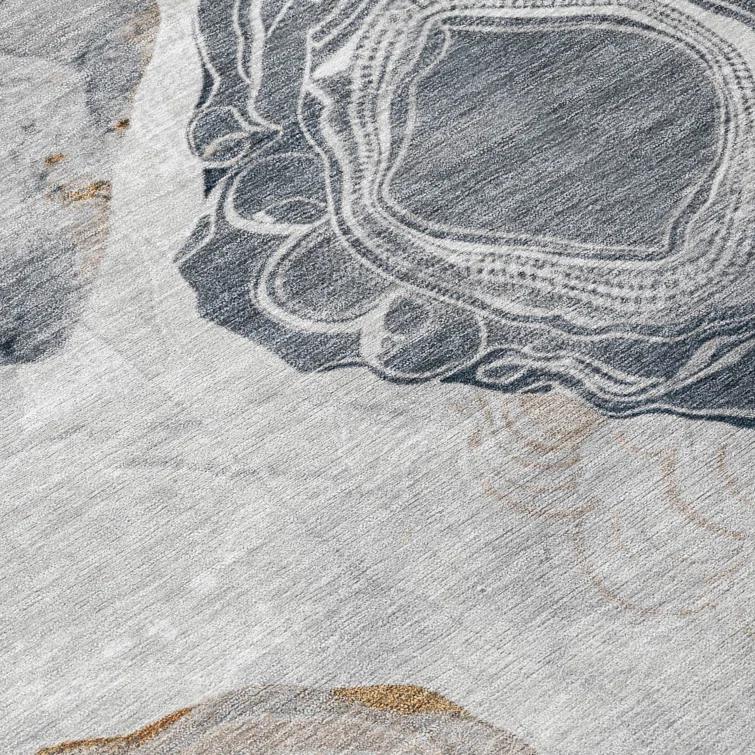Machine Washable Indoor/Outdoor Cinead ACN1686 Gray Rug