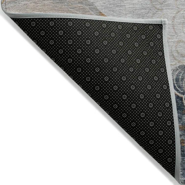 Machine Washable Indoor/Outdoor Cinead ACN1686 Gray Rug