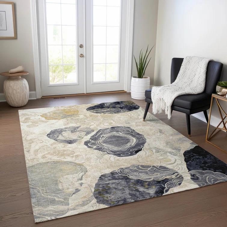 Machine Washable Indoor/Outdoor Cinead ACN1686 Ivory Rug