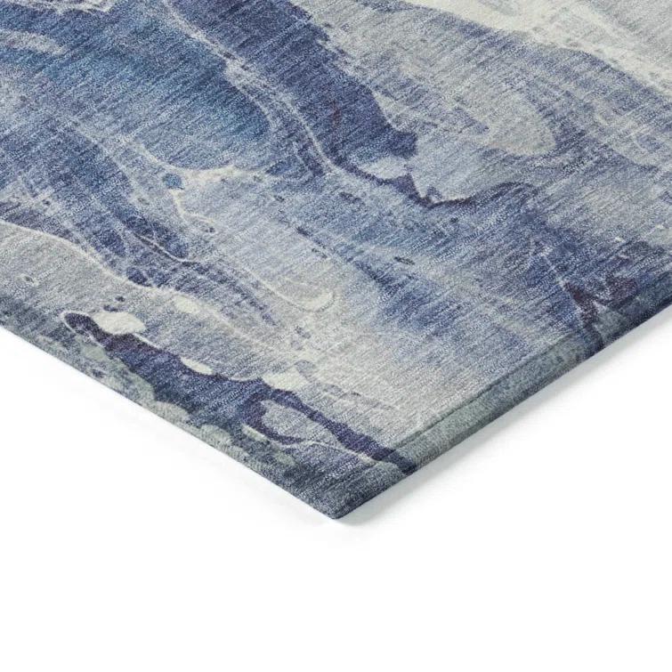 Machine Washable Indoor/Outdoor Cinead ACN1687 Blue Rug