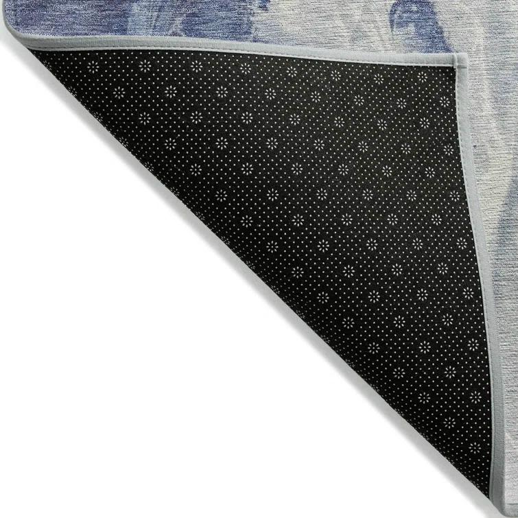 Machine Washable Indoor/Outdoor Cinead ACN1687 Blue Rug