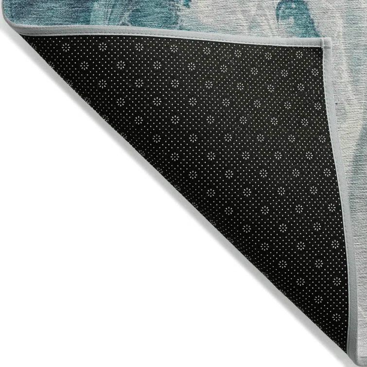 Machine Washable Indoor/Outdoor Cinead ACN1687 Teal Rug