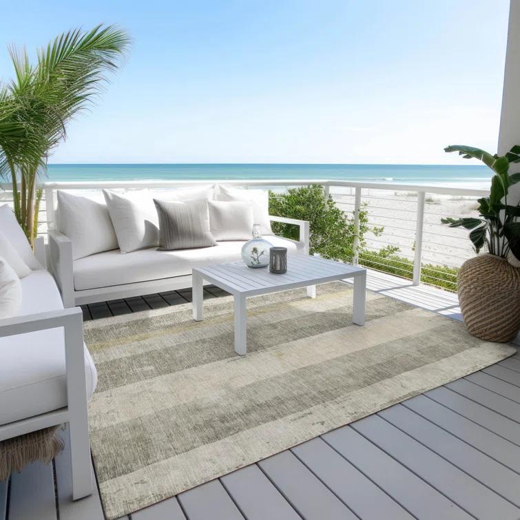 Machine Washable Indoor/Outdoor Cinead ACN1689 Taupe Rug