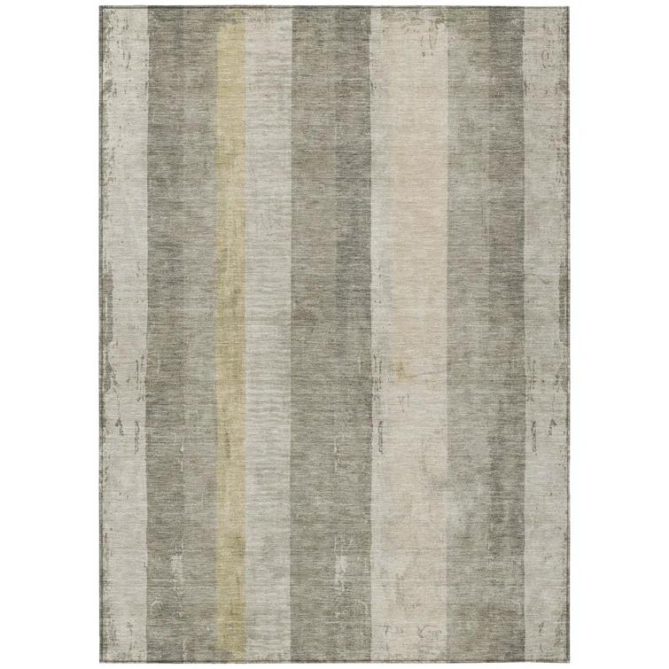 Machine Washable Indoor/Outdoor Cinead ACN1689 Taupe Rug