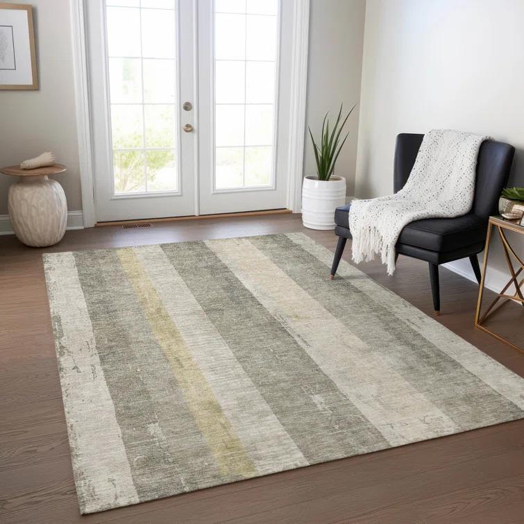 Machine Washable Indoor/Outdoor Cinead ACN1689 Taupe Rug