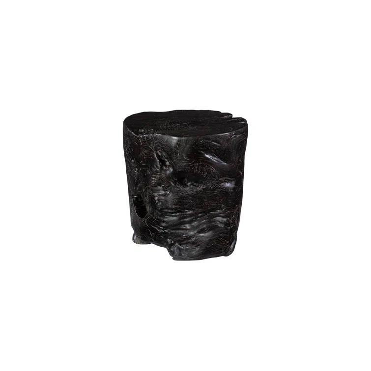 Black Wash Solid Wood Accent Stool