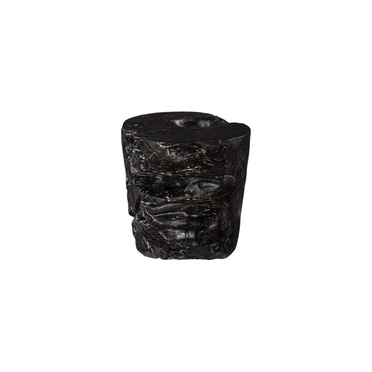 Black Wash Solid Wood Accent Stool