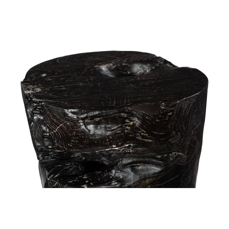 Black Wash Solid Wood Accent Stool