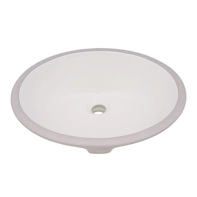 Ruvati 16 x 13 inch Undermount Bathroom Sink Oval Porcelain Ceramic with Overflow