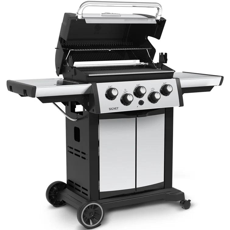 Broil King Signet 390 3-Burner Grill in Stainless Steel with Side Burner and Rear Rotisserie Burner
