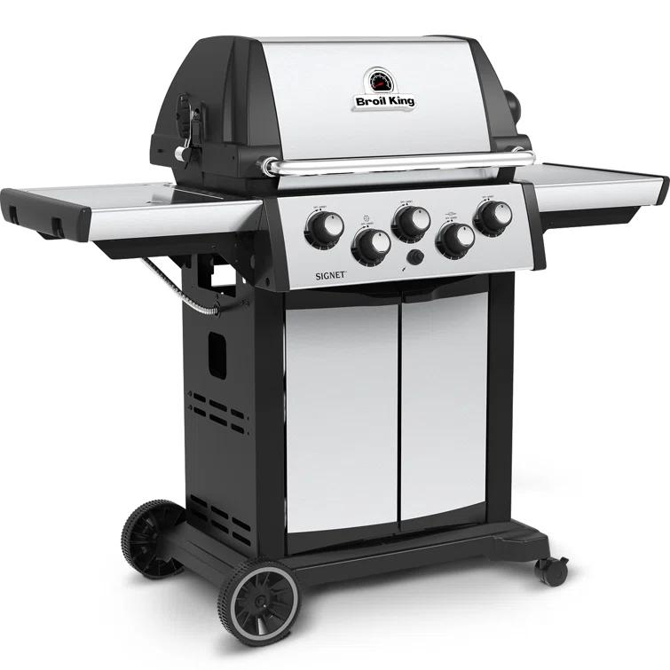Broil King Signet 390 3-Burner Grill in Stainless Steel with Side Burner and Rear Rotisserie Burner