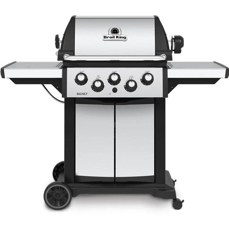 Broil King Signet 390 3-Burner Grill in Stainless Steel with Side Burner and Rear Rotisserie Burner